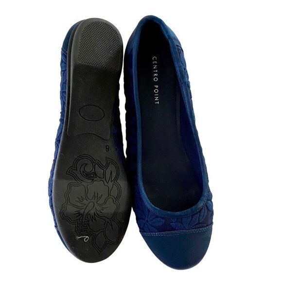 Centro Point Flats Women's Slip On Shoes Size 8 Navy Blue Lace Floral Design NEW - Picture 4 of 14